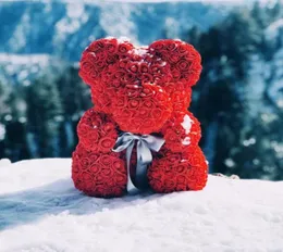 Rose Teddy Bear New Valentines Day Gift 25 cm 40 cm Orso fiorito Decorazione artificiale Regalo di Natale per donne Valentino Gift8186586