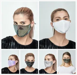 DHL Bling Bling Sequin Face Mask Outdoor Suncreen Anti Rust Rust قابلة للتنفس قابلة لإعادة الاستخدام.