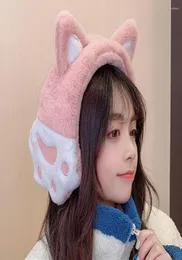 Berets 1Pc Fashion Cat Ears Headband Ear Warmer Plush Earmuffs Earflaps Cute Fuzzy Women Winter Outdoor Warm Must Accessory2840190