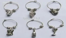 Factory Antique Silver Zink Eloy vinglas Glasögon Charms Vineyard Style Party Decoration Prom Gift40078323108048