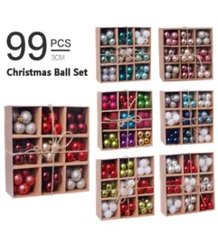 99PCSLOT JUL BALLS Ornament 3cm Xmas Tree Hanging Ball Gold Pink Champagne Red Metallic Christmas Balls Decor1731497