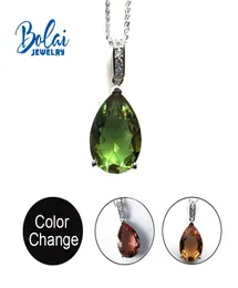 Bolai Jewelrycolor Değişimi Zultanit Diaspore Armut 1216mm Oluşturulan değerli taş kolye 925 STERLING Gümüş Hassas Süsler4105785