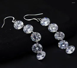 Dangle Küpeler Orijinal 990 STERLING Gümüş Damla Kadınlar için 10 PCSSPAIR 2CT Açık Kübik Zirkonya Bunch Tasselleri Tase Mücevherleri LD44014006070