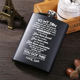 To My Son Portable Stainless Steel Hip Russian Wine Mug Wisky Bottle with Box Pocket Drinkware Alcohol Bridesmaid Gifts 240429