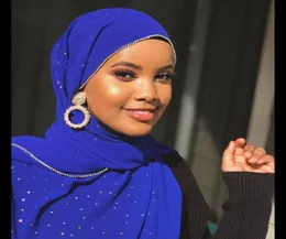 الأوشحة 1dozen امرأة أحدث وشاح شيفون أزياء مع سلسلة راينستون المسلمة المسلمة الحجاب