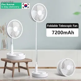 Elektriska fläktar 7200mAh USB laddning Portabel fällbara fläktgolv Lågbuller Fan för Outdoor Home Wireless Fan 4-hastighet Camping Portable Fanwx