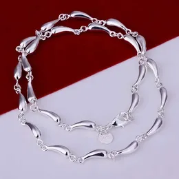 Charm Armband Nya 925 Sterling Silver Elegant Water Drop Chain Halsband Önhängen Armband smyckesuppsättningar för kvinnor mode bröllopsfest gåvor