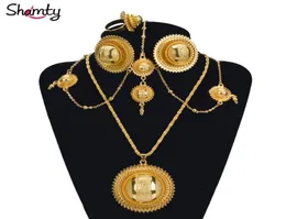 SHAMTY ETIOPIAN BRIDAL Pure Gold Color Jóias Africanas Conjuntos de jóias Nigéria Sudão Eritreia Quênia Habasha Conjunto de casamento A30029 D18193384636379