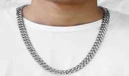 Davieslee Matte Brushed Polished Necklace Mens Cut Cut Curb Curb Cuban Link 316Lステンレス鋼シルバーカラー15 mm DHNM18 Y2203187093866