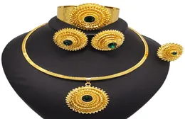 Yulaili African 24K Gold Plated Wedding Jewelry Set Classic Charms Choker Earring Ring Bracelet Accessories Ethiopia Jewellery1831636