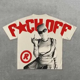 Erkek Tişörtler Hip Hop Grafik T-shirt Korkusuz Maske Kız Baskı Harajuku T-Shirt Y2K Mens Ekstra Büyük Gotik Kısa Köle Üst Giyim T240425