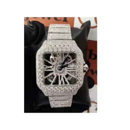 2024 Busto personalizado D Dor VVS Moissanite Diamond Premium Skeleton Mechanical Stainless Aço Wrist Men Women Watches