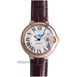 Unisex Dials Automatyczne zegarki robocze Carter w średnim wieku nowy niebieski balon 33 mm Rose Gold Mechanical Women Watch W6920069