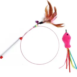 Toys da 90 cm Cat Cat Teaser Filo Pesce Funny Cat Phece Fishing Asta Cat Feather Cell Stick Cat Stick CATTO Interattivo Sostituibile Testa 240429