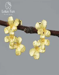 Lotus Fun Flower Bahçe saplamamda küpeler varış gerçek 925 Sterling Gümüş El yapımı Mücevherler Kadınlar İçin 2106186651458