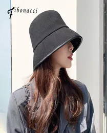 Cappelli Fibonacci per donne estate Black Black Panama Cap di lusso French Plaid Cappello Bob Casual Travel Outdoor Protezione Sun Wide BRIM6491698