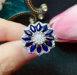 Cluster -Ringe Meibapj Sri Lanka Natural Royal Blue High Reinity Sapphire Edelstein Ring für Frauen Real 925 Sterling Silber Frem Mi5036736