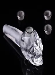 1pcs Semi Precious Clear Crystal Quartz Skull Rock Wand Smoking Pipes 3Metal Filters handicraft Increased energy4484108