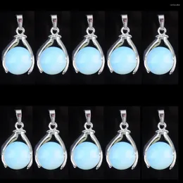 Kolye Kolyeleri Doğal Taş Opal Sarkla 16mm Yuvarlak Boncuklar Eller Palmiye Reiki Çakra Kadın Mücevher Klasik Moda 10 PCS TN3157