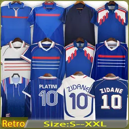 1998フレンチシャツレトロジャージー1982 84 86 88 90ジダンクラシックヴィンテージサッカージャージMaillot de Foot Mbappe Rezeguet Desailly Henry Platini Men Home Kid Kit Football