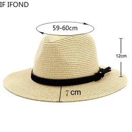 60 cm storlek Design Mens Straw Hat Womens British Style Panama Church Jazz Hat Summer Beach Vacation Hat 240428