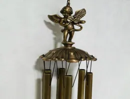 Angel Angel Cast Cast Wind Wind With 6 أنابيب معلقة معدن النحاس Windchimes Garden Patio Porch Home Shop Store Decor Bronze 1426936