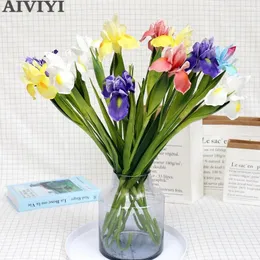 Dekorative Blumen Hochwertiges Pu-Material künstlicher Iris Iris Blume Hochzeit Dekoration Braut Bouquet gefälschte Hausgartenbüro-Party Dekor Dekor Dekor