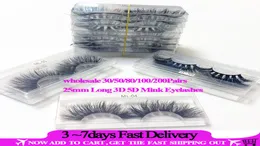 YioWio Whole Maquiagem 25mm Long 3D 5D Mink Eyelashes Makeup Fluffy Cilia Fauc Cils Bulk Mink Lashes 305080100200Pairs DHL7661822