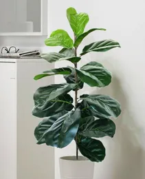 Искусственное лист скрипки листья инжир дерево веток Faux Ficus Lyrata Greenery для оформления домашнего офиса Нет горшка включено декоративное FLO1850164