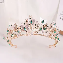 Tiaras Корейская милая милая хрустальная жемчужная корона для женщин женские аксессуары для волос Элегантная свадебная бабочка Тиаарас Диадем