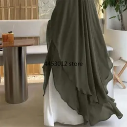 Etniska kläder Två lager stora Khimar Ramadan Muslimska kvinnor Chiffon Burqa Overhead Prayer Plagg 2024 Eid Mubarak Niqab Nikab Abaya Dress