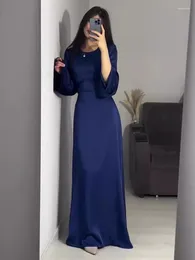 ملابس عرقية ربيع العيد المسلمين اللباس نساء أبايا ضئيلة ضمادة ساتان مينكو الحزب الصلبة رداء رداء عرب عرب دبي دبي