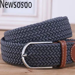 2018 Men39S Casual Belts Elastic Luxury Stripes Gentleman Mens Canvas Belt Jeans Belt för män Utökad bälte Gray Black Blue Kha7440943