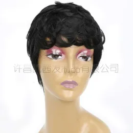 wigs oblique bangs short curly wig chemical fiber rose intranet Wig womens Headcover