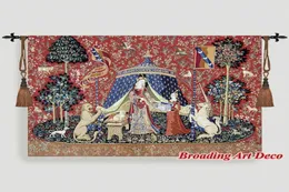 Desire la signora il parete di arazzo medievale unicorno appeso jacquard weave gobelin decorazione artistica domestica aubusson cotone 100 2101035220