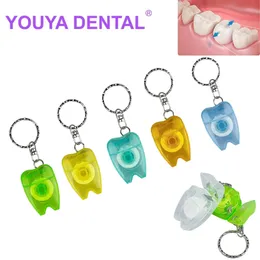 50Pcs Portable Floss Keychain Teeth Cleaning Oral Care Tooth Shape Key Ring Tooth Shape Dental Floss Teeth Cleaning Oral Care 240422