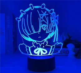 Keychains ReLife In A Different World From Zero Stand Model Desktop Decor Kawaii Ram Rem Acrylic Figures Led Night Light Otaku Co8605737