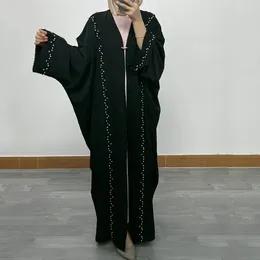 Ubranie etniczne damskie płaszcz muzułmański Dolman Sleeve na Bliskim Wschodzie Dubai Collage Stud Pearl Lose Plus Size Cardigan Sabe Jalabiya dla kobiet