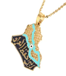 Rostfritt stål Trendiga republiken Irak Map Pendant Necklace Allah Maps Chain Jewelry8752970