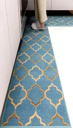 Mattor antislip kök golvmatta blå gitter mattan lång strip absorptionsdörrat ingång balkong vardagsrum hushållsbilar4385327