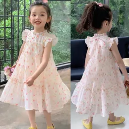 Vestidos de menina 2-8 anos de verão Princess Girls Dress Print Print Full Little Flower leve e confortável Festa de design para crianças