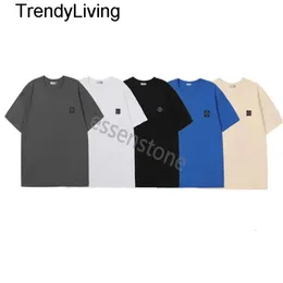 New 24SS Men Stones T Shirt مطرزة محملات مصممة مصممة حجرية قميص قميص قميص البوصلة القطن القطن فضفاض الأكمام قصيرة الحجارة الصيف القصيرة