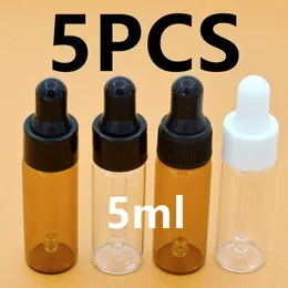 Bottiglie di stoccaggio 5pcs 5 ml ambra/vetro trasparente Mini oli essenziali fiale bottiglia per viaggi di profumo estetico campione