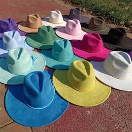 Zamszowy kapelusz fedora kolorowa lina konopna duża brzegi brzoskwiniowe serce najlepsze 9,5 cm męskie i damskie kapelusz sombrero hombre 240430