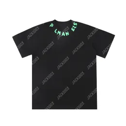 Palm Pa Tops Tops нарисованные вручную логотип Summer Loose Luxe Tees Unisex Пара T Рубашки ретро-уличная одежда негабаритная футболка Angels 2290 DVM