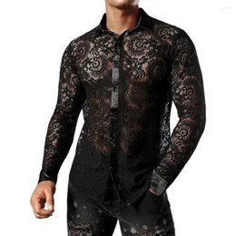 Ethnic Clothing Tops Men Shirt Lace Lekkie Lekkie długoterminowe klub nocny Perspektywa Regularna Postrzeganie przez solidne kolory wygodne