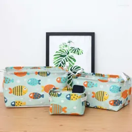 Fabric Boxes 2024 Black Lattice Foldable Folding Cartoon House Pencil Case Desktop Storage Box Basket Waterproof