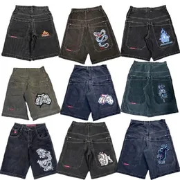 Mens Designer Shorts Y2K Retro Gothic Pattern Embroidery JNCO Denim Shorts 2000s Style Hip Hop Bag Summer Mens Beach Jeans Jorts Gym Casual Shorts
