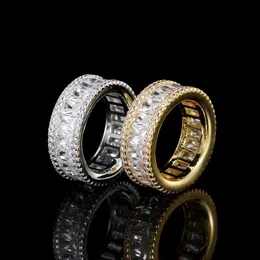 Полоса Rings Hip Hop Fashion Jewelry 8mm Micro Pave Single Row прямоугольное кубическое циркониевое кольцо J240429