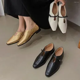 Повседневная обувь Bailamos Brand Vintage Square Toe Women Женщины за пределами пряжки